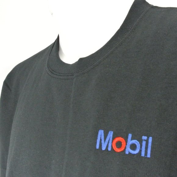 MOBIL Gas Station Oil Black Sweatshirt Employee Uniform M Medium - Picture 6 of 10